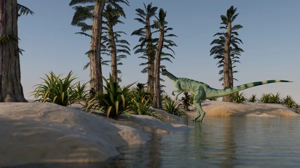 Dilophosaurus en la orilla — Foto de Stock