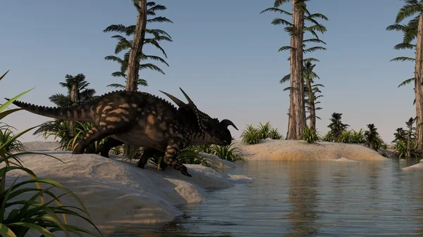 Einiosaurus vicino alla riva del lago — Foto Stock