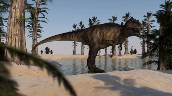 Tyrannosaurus on shore — Stock Photo, Image