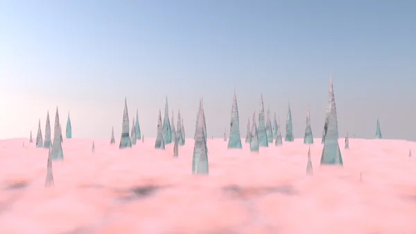 Абстрактні Хмари Пейзаж Скляними Фігурами Барвиста Ілюстрація Ліцензійні Стокові Зображення