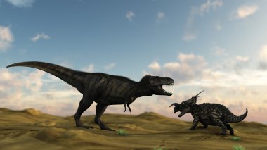 t-rex ve einiosaurus dinozor