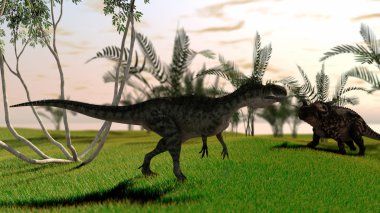 t-rex ve einiosaurus dinozor