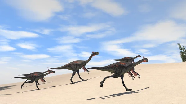 Gigantoraptor dinosaures troupeau — Photo