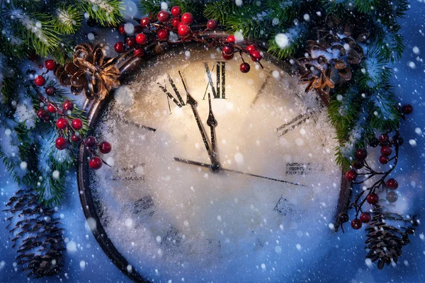 Christmas Eve and New Years at midnight Stock Photo