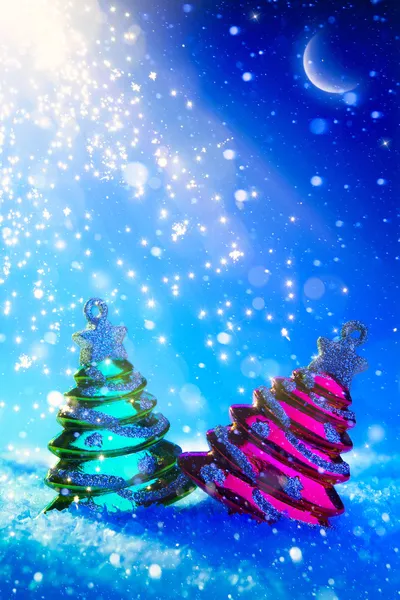 Art Christmas tree on blue night background — Stock Photo, Image