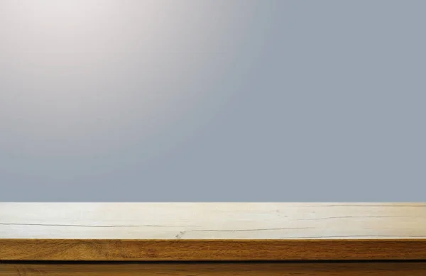 Empty Wooden Deck Table Grey Wallpaper Background — Stock fotografie