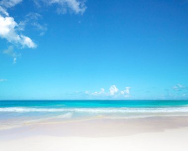Art Beautiful tropical beach with blue sky and white clouds. Abstract texture background with copy space of summer vacation and holiday business travel concept.