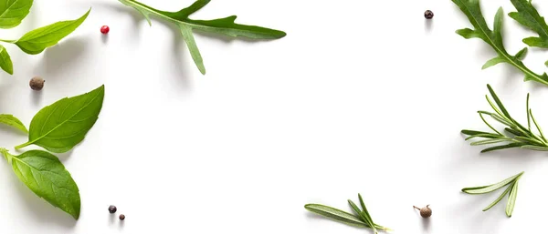 Специи Травы Белом Фоне Разнообразие Специй Средиземноморских Трав Дизайн Пищевого — стоковое фото