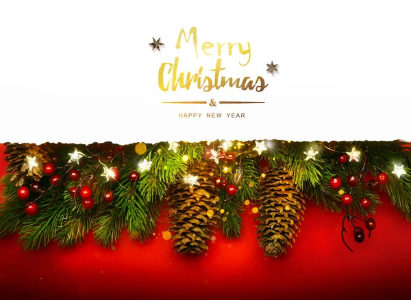 Banner Natale Biglietti Auguri Design Sfondo Natale Luci Scintillanti Ghirlanda — Foto Stock