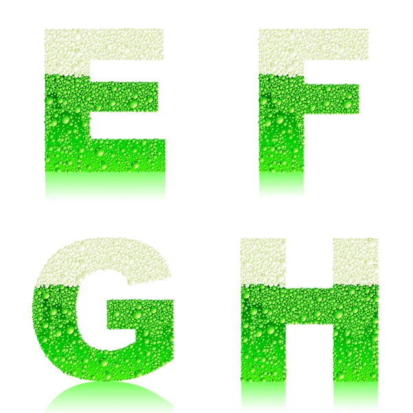 Alphabet green beer EFGH — Stock Vector