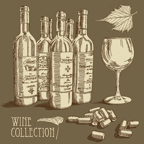 Colección de vinos — Archivo Imágenes Vectoriales