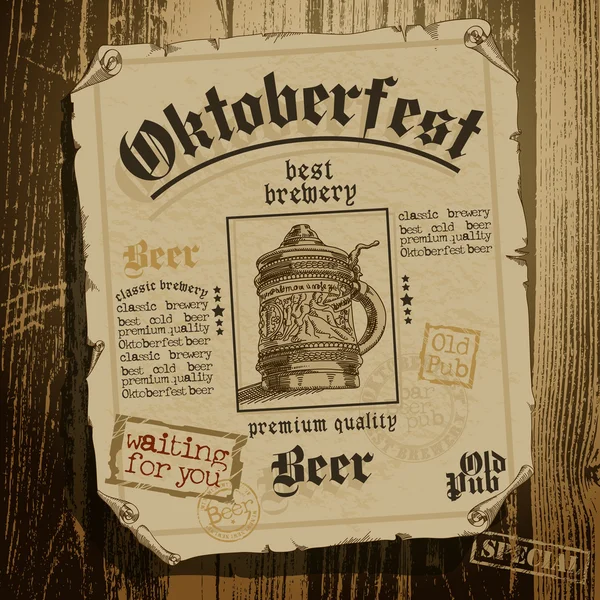 Beer background Oktoberfest — Stock Vector