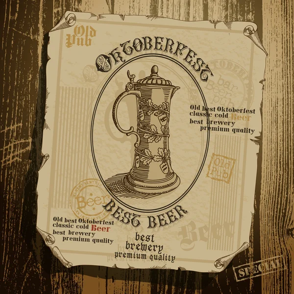 Bier achtergrond oktoberfest — Stockvector