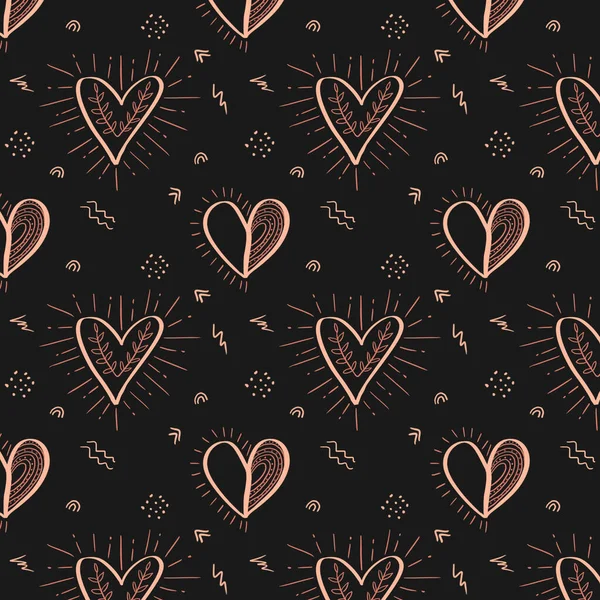 Ręcznie Rysowany Wzór Walentynki Ciemnym Tle Może Być Stosowany Tapet — Zdjęcie stockowe