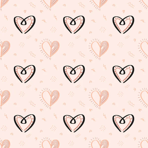 Hand Drawn Seamless Pattern Valentines Day Pink Background Can Used — Stock Photo, Image