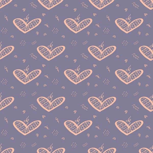 Hand Drawn Seamless Pattern Valentines Day Violet Background Can Used — Stock Photo, Image