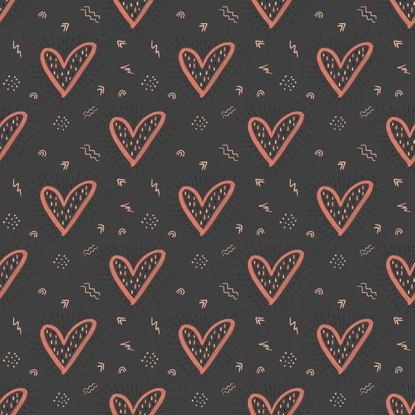 Patrón Sin Costura Dibujado Mano Para Día San Valentín Sobre — Foto de Stock