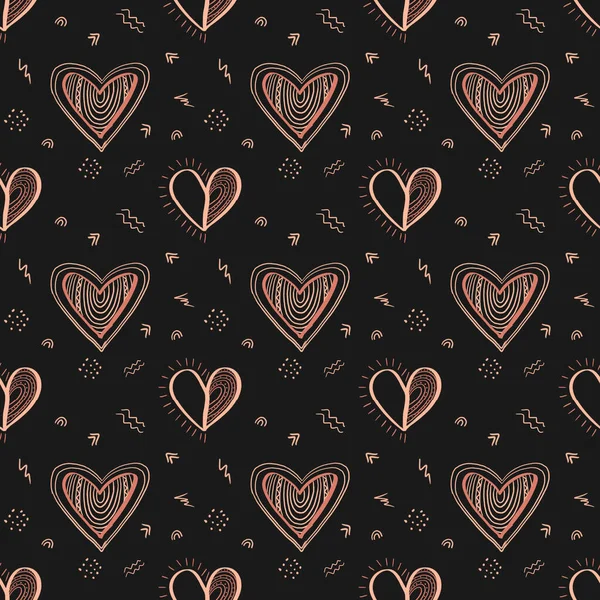 Hand Drawn Seamless Pattern Valentines Day Dark Background Can Used — Stock Photo, Image