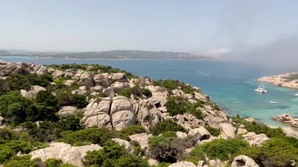 Caprera Adasındaki Cala Napoletana Nın Panoramik Manzarası Maddalena Takımadaları Ulusal — Stok video