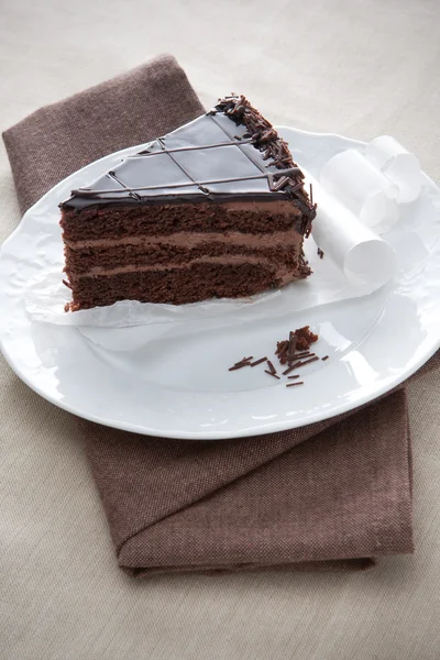 Rebanada de pastel de chocolate gourmet — Foto de Stock