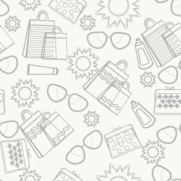 Zomer accessoires achtergrond sketch — Stockvector