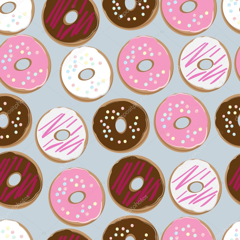 Seamless background of assorted doughnuts