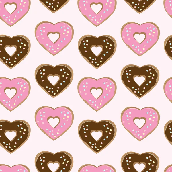 Assorted heart shaped doughnuts — Stock Vector