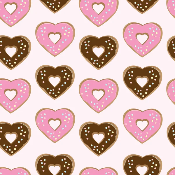 Beignets en forme de coeur assortis — Image vectorielle