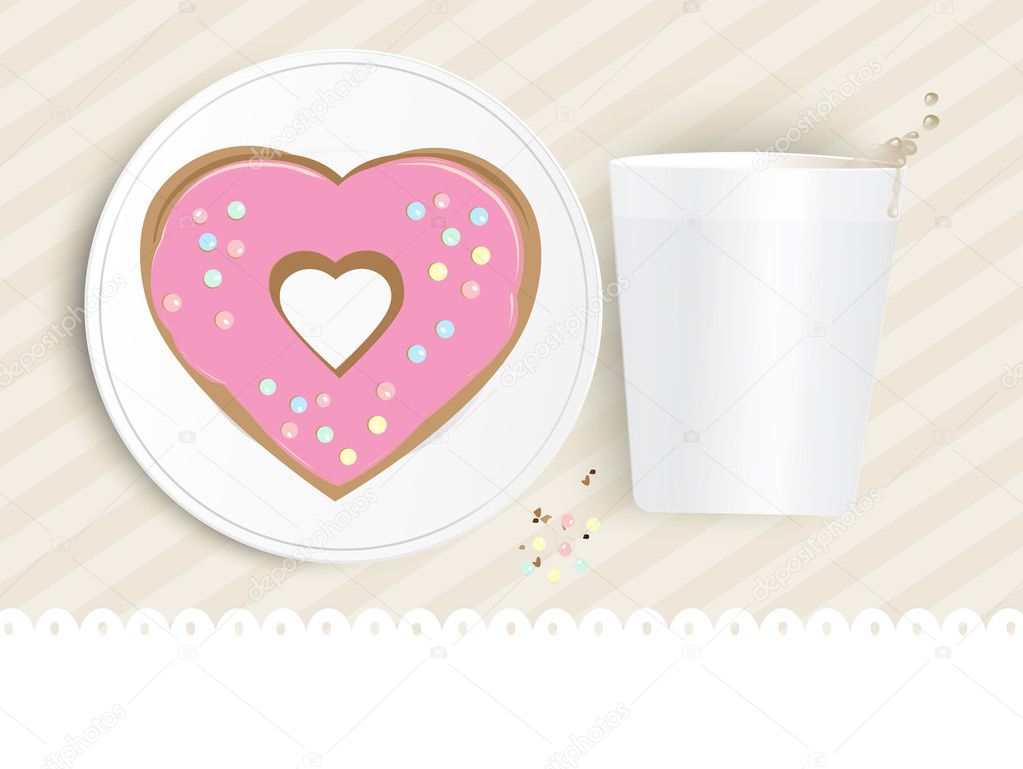 Pink heart shaped doughnut