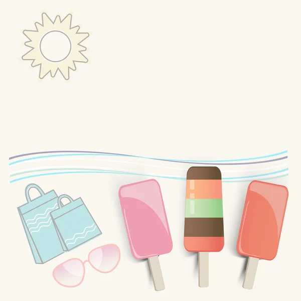 海辺で夏のアイスクリーム — ストックベクタ