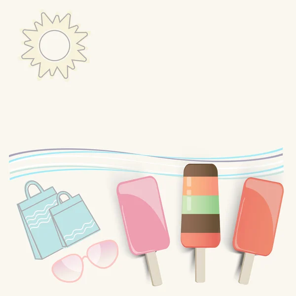 Helado de verano en la playa — Vector de stock