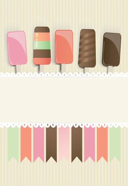 Colourful frozen ice cream lollies — Stock Vector