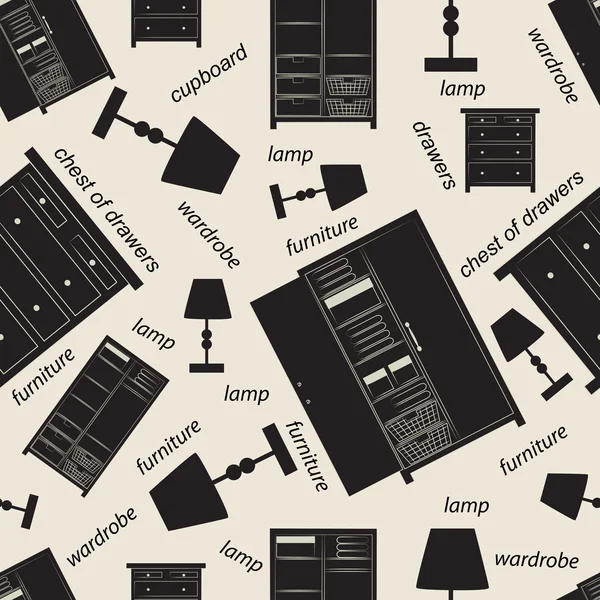 无缝模式的卧室家具 — 图库矢量图片