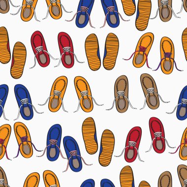 Colourful background pattern of shoes clipart