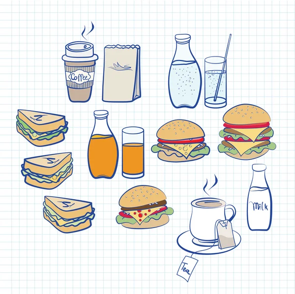 Produits alimentaires et boissons — Image vectorielle