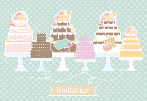 Invitation design avec des gâteaux décoratifs — Image vectorielle