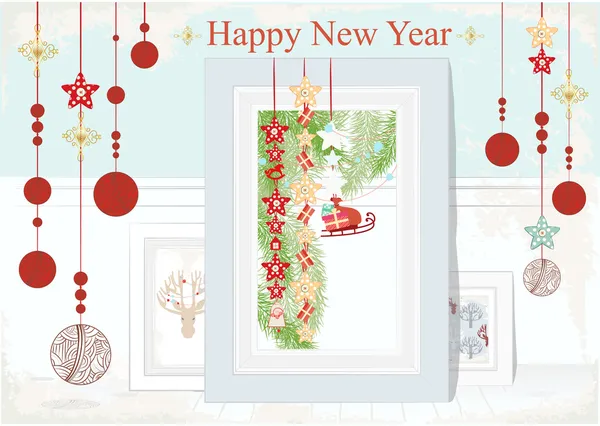 Christmas and New Year card — Stock Vector