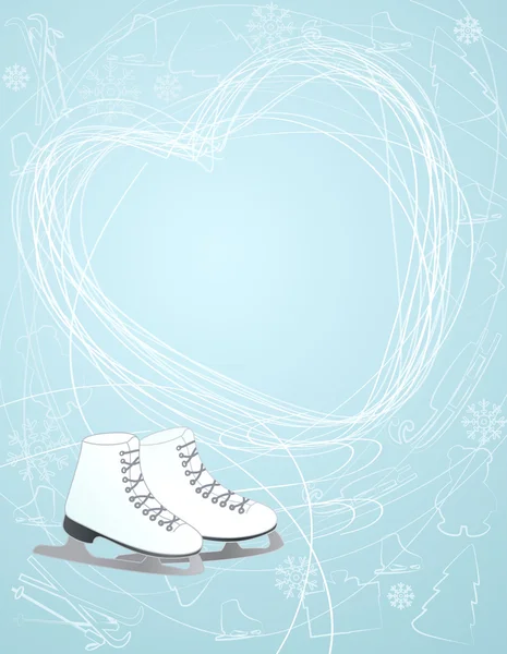 Patins à glace avec un symbole cardiaque — Image vectorielle