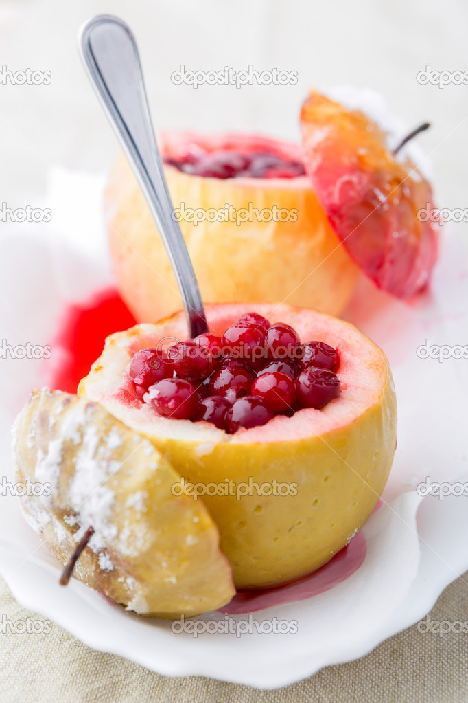 Baked apple and cranberry dessert
