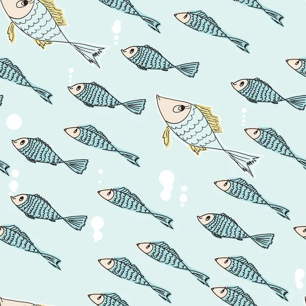 Seamless pattern of swimming fish — Stock Vector