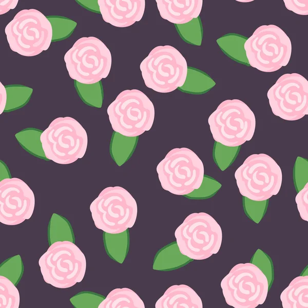 无缝模式的漂亮的粉红色的玫瑰 — 图库矢量图片