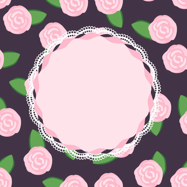 Nahtloses Muster hübscher rosa Rosen mit Platz für Ihren Text — Stockvektor