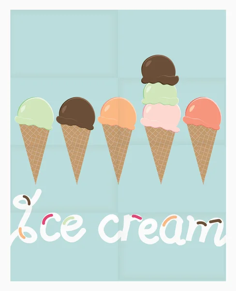 Fila de conos de helado de verano — Vector de stock