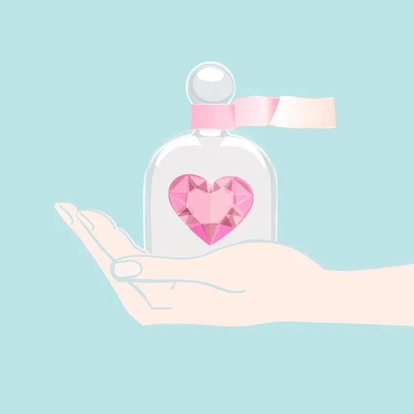Main offrant un cœur sous un couvercle en verre — Image vectorielle