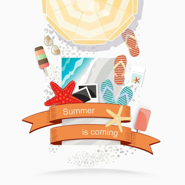 Summer beach illustration — Stock Vector