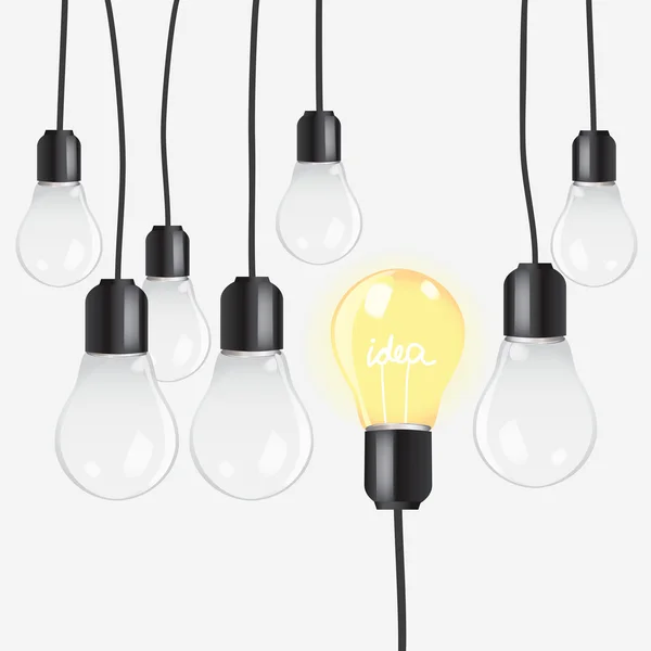 Idea concept con lampadine — Vettoriale Stock