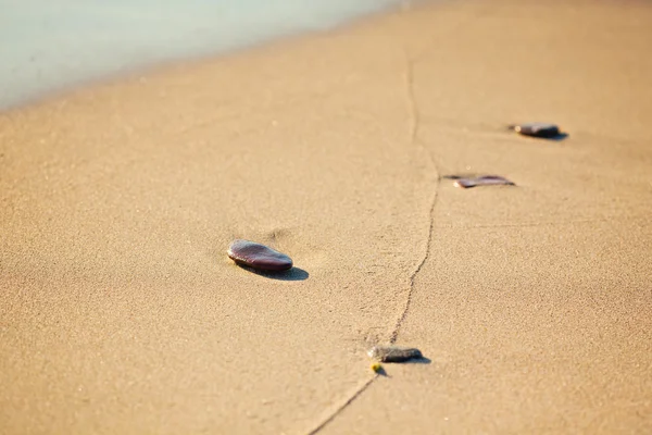 Галька на песке — стоковое фото
