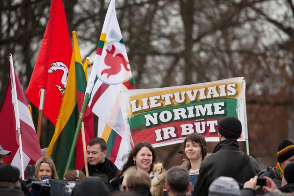 Tysięcy ludzi gromadzą się w nacjonalistycznych rajd w Wilnie — Zdjęcie stockowe