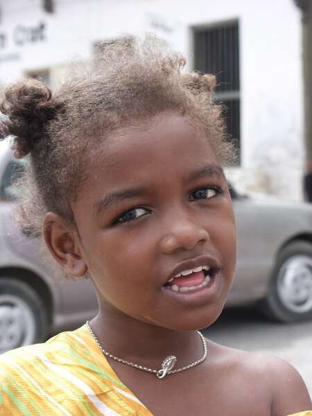 Mombasa, Kenya - January 5: Young Kenyan Swahili girl poses for