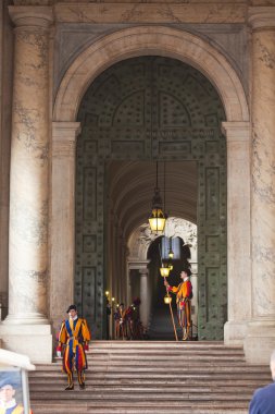 Pontifical Swiss Guards in their traditional uniform clipart